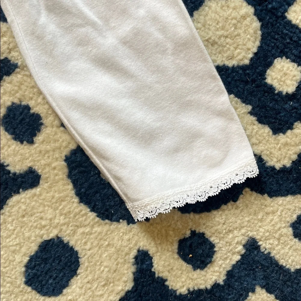 Old Navy Classic White Cotton Dress Leggings Lace Trim Hem New